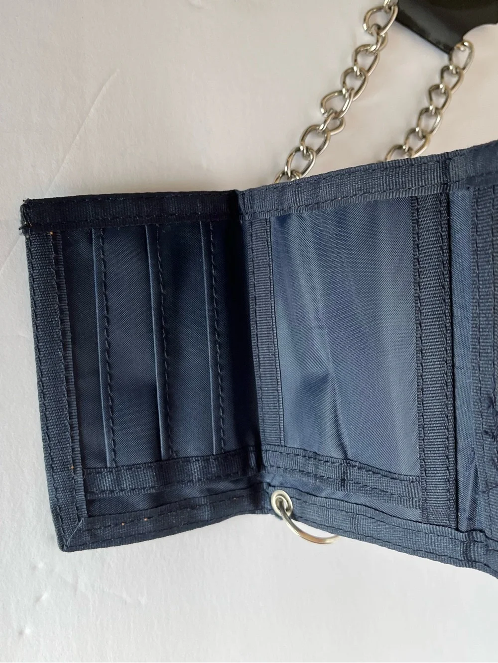 Y2K Paco Jeans Trifold Navy Denim Canvas Chain Vintage Wallet
